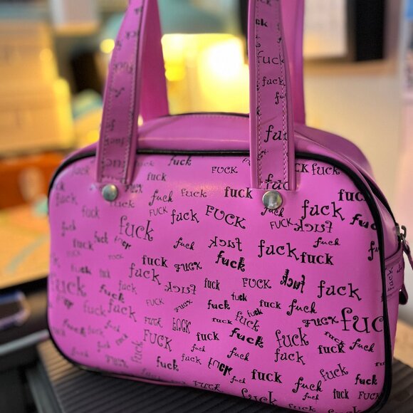 Vintage Addicted brand F*ck pink vinyl purse - Picture 1 of 8